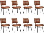 Set van 8 Leren eetkamerstoelen - Echt leer, Industrieel,, Nieuw, Vijf, Zes of meer stoelen, Leer, Ophalen of Verzenden