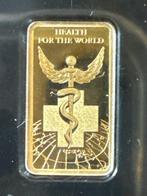 Monde. Gold bar Health for the World., 1/100 Oz (.999) (Sans