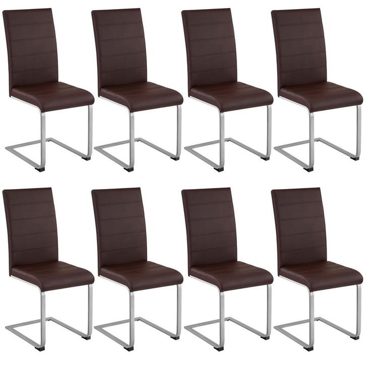 tectake Sledestoelen, kunstleer - bruin, Set van 8, Huis en Inrichting, Stoelen, Verzenden
