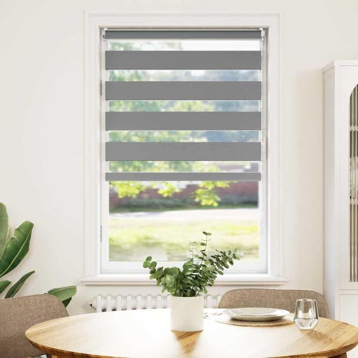 vidaXL Duo Rolgordijn 90x150cm Grijs, Huis en Inrichting, Stoffering | Gordijnen en Lamellen, Nieuw, Verzenden