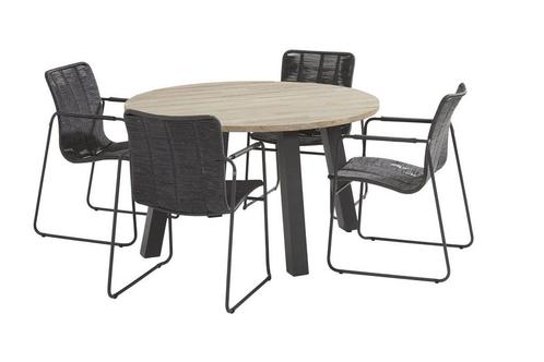 Taste by 4 Seasons Palma tuinset antraciet met Derby tafel Ø, Tuin en Terras, Tuinsets en Loungesets