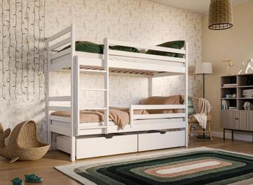 Stapelbed met Lade Nino - 2-persoons - 90 x 200 - Wit beschikbaar voor biedingen