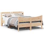 vidaXL Bedframe met hoofdbord massief grenenhout 120x190 cm, Verzenden, Nieuw