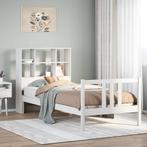vidaXL Bed met boekenkast zonder matras grenenhout wit, Huis en Inrichting, Verzenden, Nieuw