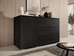 Dressoir zwart eiken 111cm Opbergkast Kast, Huis en Inrichting, Kasten | Dressoirs, Verzenden, Nieuw, 25 tot 50 cm, 100 tot 150 cm