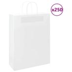 vidaXL Papieren zakken 250 st met hengsels 32x12x42 cm wit, Diversen, Cadeauverpakkingen, Verzenden, Nieuw