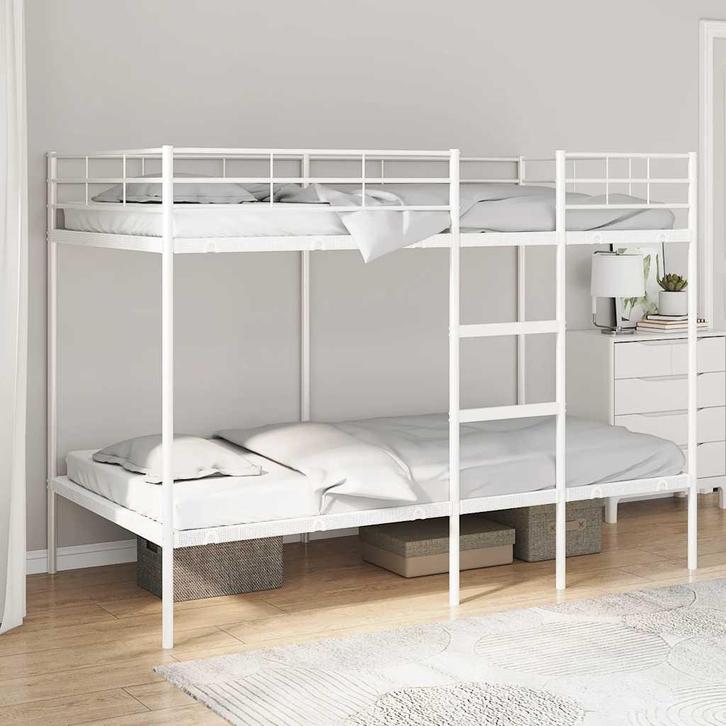 vidaXL Stapelbed zonder matras 100x200 cm staal wit, Maison & Meubles, Chambre à coucher | Lits, Envoi