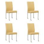 Set van 4 Leren eetkamerstoelen Comfort met wieltjes -, Maison & Meubles, Ophalen of Verzenden