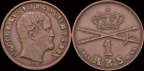 Denmark Friedrich Vii 1 rigsbankskilling 1853 koper, Postzegels en Munten, Munten | Europa | Niet-Euromunten, België, Verzenden