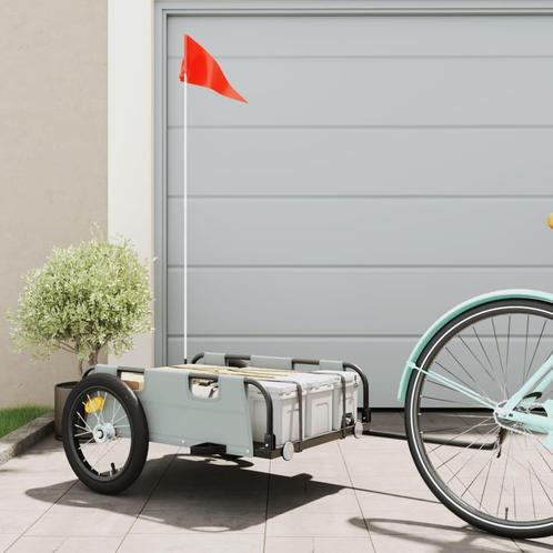 vidaXL Fietstrailer oxford stof en ijzer grijs, Fietsen en Brommers, Fietsaccessoires | Aanhangwagens en Karren, Nieuw, Verzenden