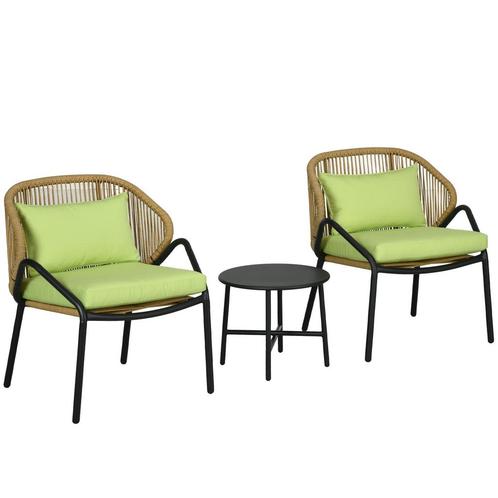 Tuinmeubilair - Rotan Experience - 3-delig - Kussens - Groen, Tuin en Terras, Tuinsets en Loungesets, Nieuw, Ophalen of Verzenden