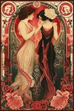 I_KONIQ - San Valentine Love in Mucha style, Antiek en Kunst