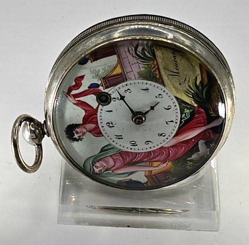 Meuron Neuchatel - Feine gemalte Silber Lepine Spindeluhr -, Handtassen en Accessoires, Horloges | Heren