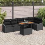 vidaXL Tuinbank Set met opslag 7 pcs Zwart Poly rattan, Tuin en Terras, Verzenden, Nieuw