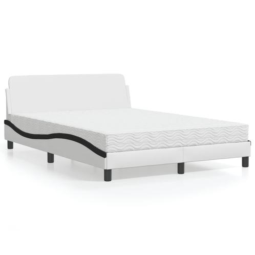 vidaXL Lit avec matelas blanc et noir 140x200 cm, Maison & Meubles, Chambre à coucher | Lits, Neuf, Envoi
