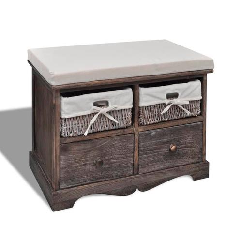 vidaXL Opbergbank 62x33x42 cm paulowniahout bruin, Huis en Inrichting, Overige Huis en Inrichting, Nieuw, Verzenden
