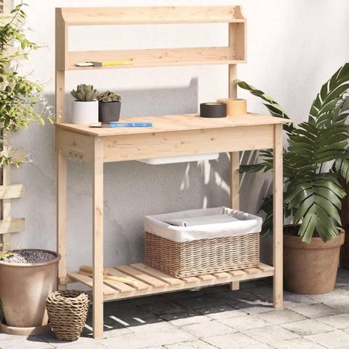 vidaXL Oppottafel met spoelbak 147,5x44x139,5 cm massief, Tuin en Terras, Bloembakken en Plantenbakken, Nieuw, Verzenden