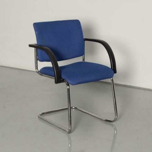Trendoffice vergaderstoel, blauw, sledeframe, Huis en Inrichting, Stoelen, Gebruikt, Ophalen of Verzenden