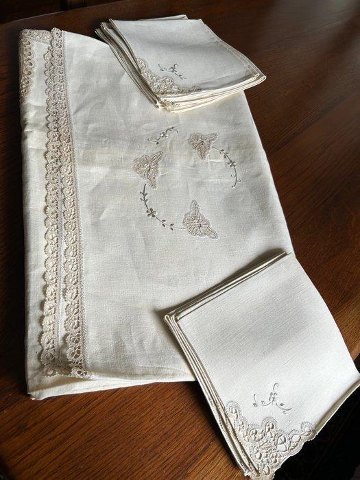 Tafelkleed (13) - 260 cm - 172 cm - Tafelkleed met servetten, Antiek en Kunst, Antiek | Tapijten, Tafelkleden en Textiel