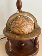 Tafellamp - Vintage houten wereldbol lampenvoet - Hout