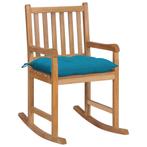 vidaXL Schommelstoel met lichtblauw kussen massief teakhout, Tuin en Terras, Tuinstoelen, Verzenden, Nieuw