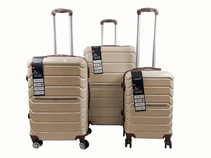 Libiao A07  Kofferset 3 Delig - 85l &  50l & 30l -  Goud, Handtassen en Accessoires, Koffers, Ophalen of Verzenden