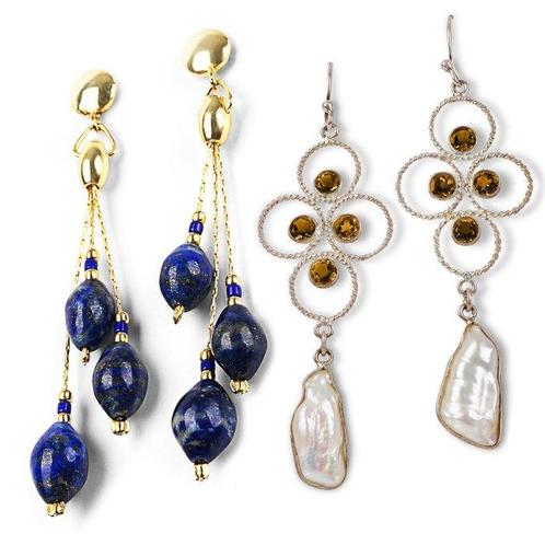 Girandole earrings lots-Lapis lazuli- Mother of pearls -, Bijoux, Sacs & Beauté, Bijoux anciens