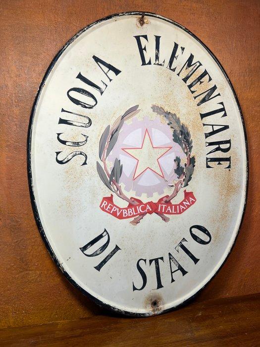 Scuola Elementare di Stato - Reclamebord - Metaal, Antiquités & Art, Antiquités | Assiettes décoratives & Carrelages