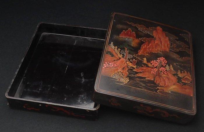 Maki-e lakleren schrijfbakje - Draak, Wolk en Landschap, Antiek en Kunst, Antiek | Overige Antiek