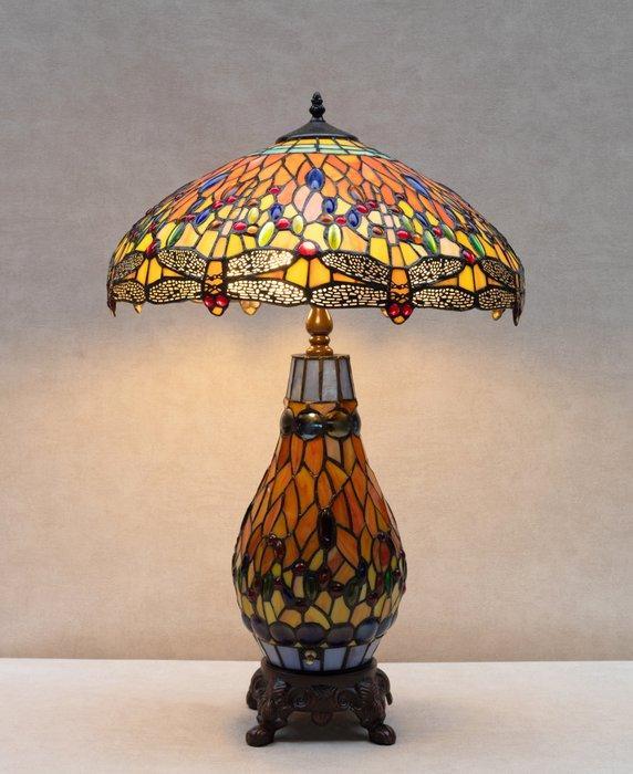 Lamp - Tiffany style - dragonfly - Messing, Glas, Antiek en Kunst, Kunst | Designobjecten