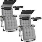 tectake Ligstoel Cloud II met zonnekap, opvouwbaar - lichtgr, Verzenden, Nieuw