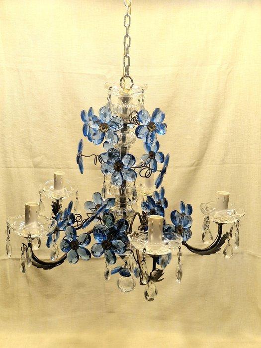 Kroonluchter - Murano-glas en gehamerd ijzer, Antiek en Kunst, Kunst | Designobjecten