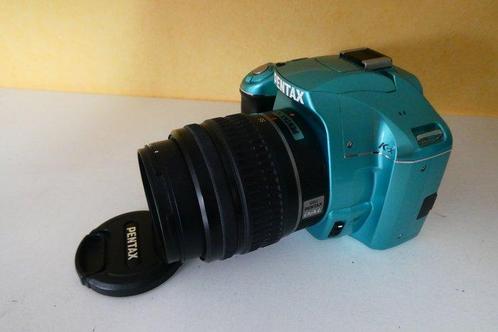 Pentax K-X in limited Metal Turquoise met pentax 18-55mm AF, Audio, Tv en Foto, Fotocamera's Digitaal