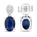 Oorbellen - 14 karaat Witgoud - 2.12ct. tw. Saffier -, Handtassen en Accessoires, Oorbellen, Nieuw