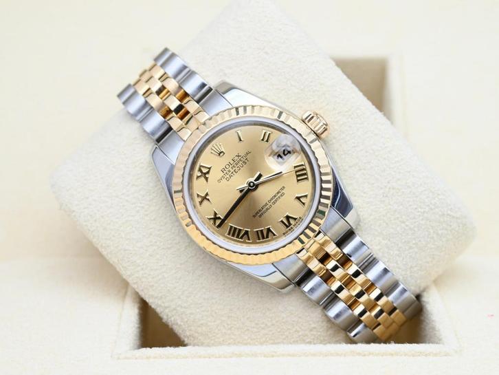 Rolex Lady-Datejust Ref. 179173 Year 2012 (Full Set), Handtassen en Accessoires, Horloges | Dames, Goud, Zo goed als nieuw, Goud