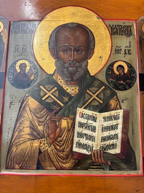 Icône - Saint Nicolas le Thaumaturge - Bois, Antiek en Kunst, Kunst | Niet-Westerse kunst