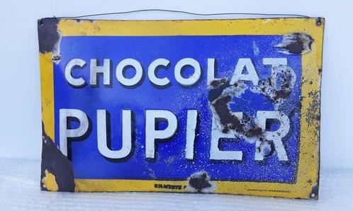 Chocolat pupier - Enseigne publicitaire - Émail, Antiek en Kunst, Antiek | Wandborden en Tegels
