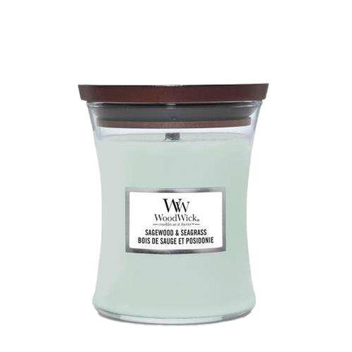 WoodWick Candle Sagewood & Seagrass Medium (Geurkaarsen), Bijoux, Sacs & Beauté, Beauté | Soins du corps, Envoi
