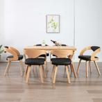 vidaXL Eetkamerstoelen 6 st gebogen hout en kunstleer zwart, Verzenden, Nieuw