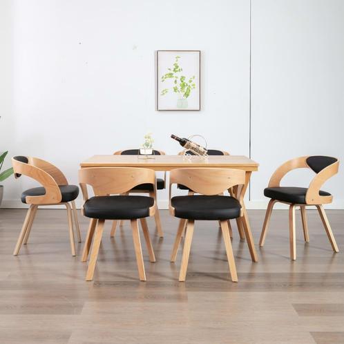 vidaXL Eetkamerstoelen 6 st gebogen hout en kunstleer zwart, Huis en Inrichting, Stoelen, Nieuw, Verzenden