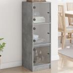 vidaXL Buffet avec portes en verre gris béton 35x37x109, Verzenden, Neuf