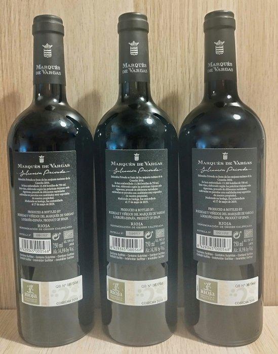 2016 Marqués de Vargas Selección Privada - Rioja - 3 Flessen, Verzamelen, Wijnen
