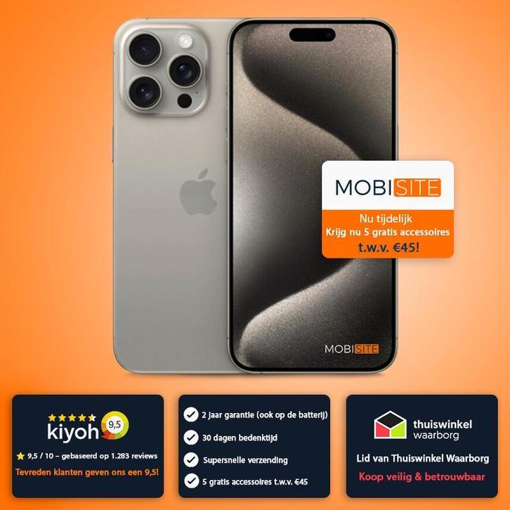 iPhone 15 Pro Max  | 1 TB | Met 5 gratis accessoires, Telecommunicatie, Mobiele telefoons | Apple iPhone, Zonder abonnement, 1 TB