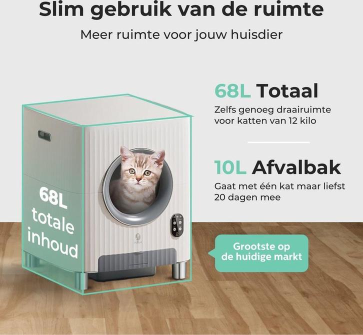 Cellavi Kattenbak Zelfreinigend Automatische Kattenbak met, Animaux & Accessoires, Bacs à litière, Envoi