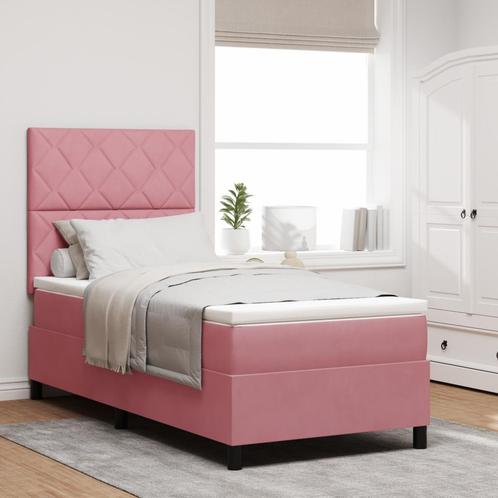 vidaXL Box Spring Bed met Matras & LED Roze 90x190 cm, Huis en Inrichting, Slaapkamer | Bedden, Nieuw, Verzenden