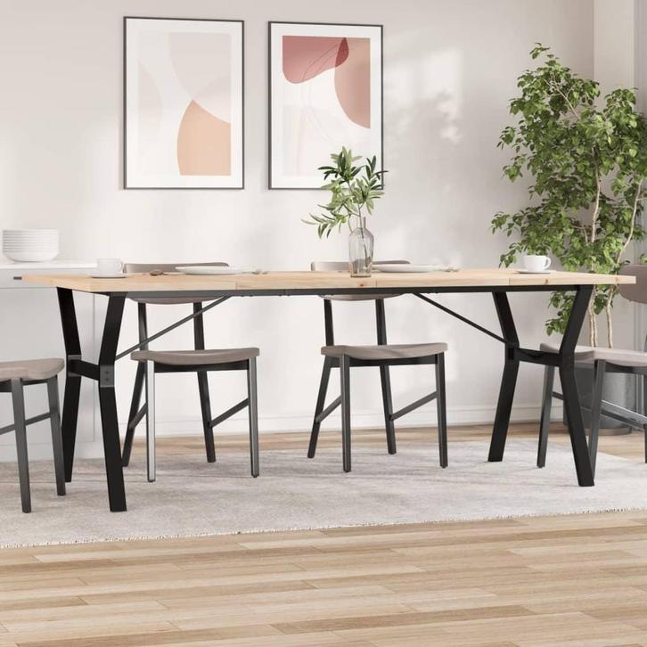 vidaXL Eettafel Y-frame 200x100x75,5 cm grenenhout en staal, Huis en Inrichting, Tafels | Eettafels, Nieuw, Verzenden