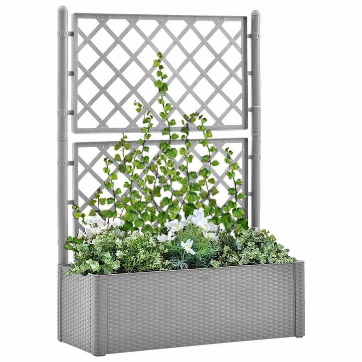 vidaXL Plantenbak verhoogd met latwerk en, Tuin en Terras, Bloempotten, Nieuw, Verzenden