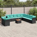 vidaXL 12-delige Loungeset met kussens poly rattan zwart, Verzenden, Nieuw, Loungeset