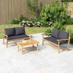 vidaXL Tuinbank met donkergrijze kussens bamboe, Tuin en Terras, Verzenden, Nieuw