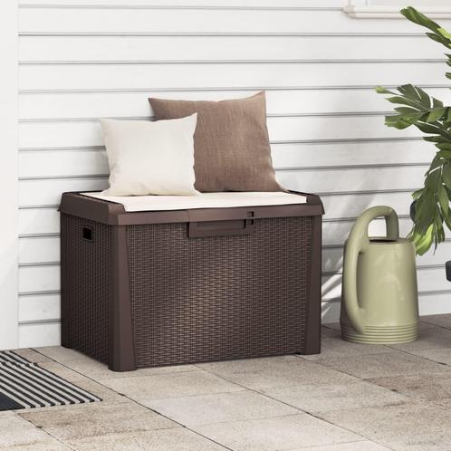 vidaXL Tuinbox met zitkussen 125 L polypropeen bruin, Tuin en Terras, Bergingen en Tuinkasten, Nieuw, Verzenden